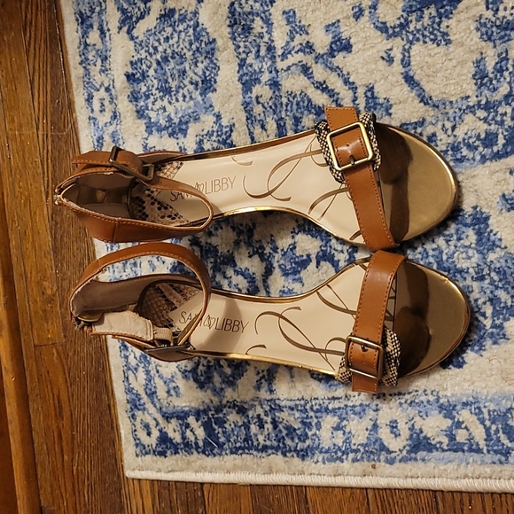 Sam & Libby sz 9 new without tags brown black cream sandals with gold - Picture 5 of 5